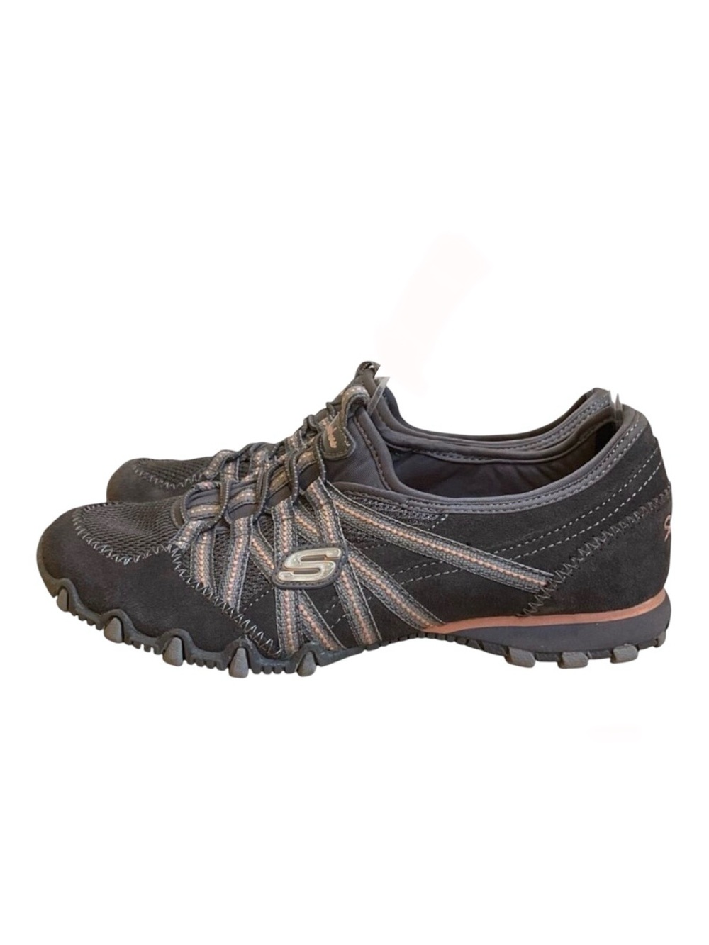 Skechers Slip On Walking Shoes Womens 6 Comfort Travel Memory Foam Gray Pink